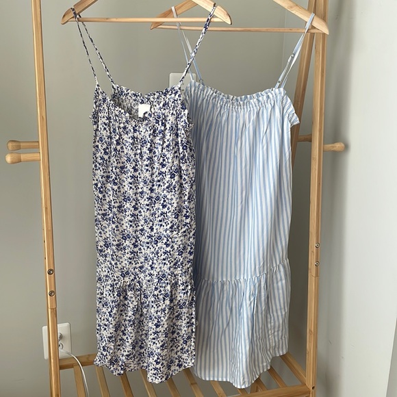 H&M Dresses Two Spaghetti Strap Blue And White Summer Dresses Hm